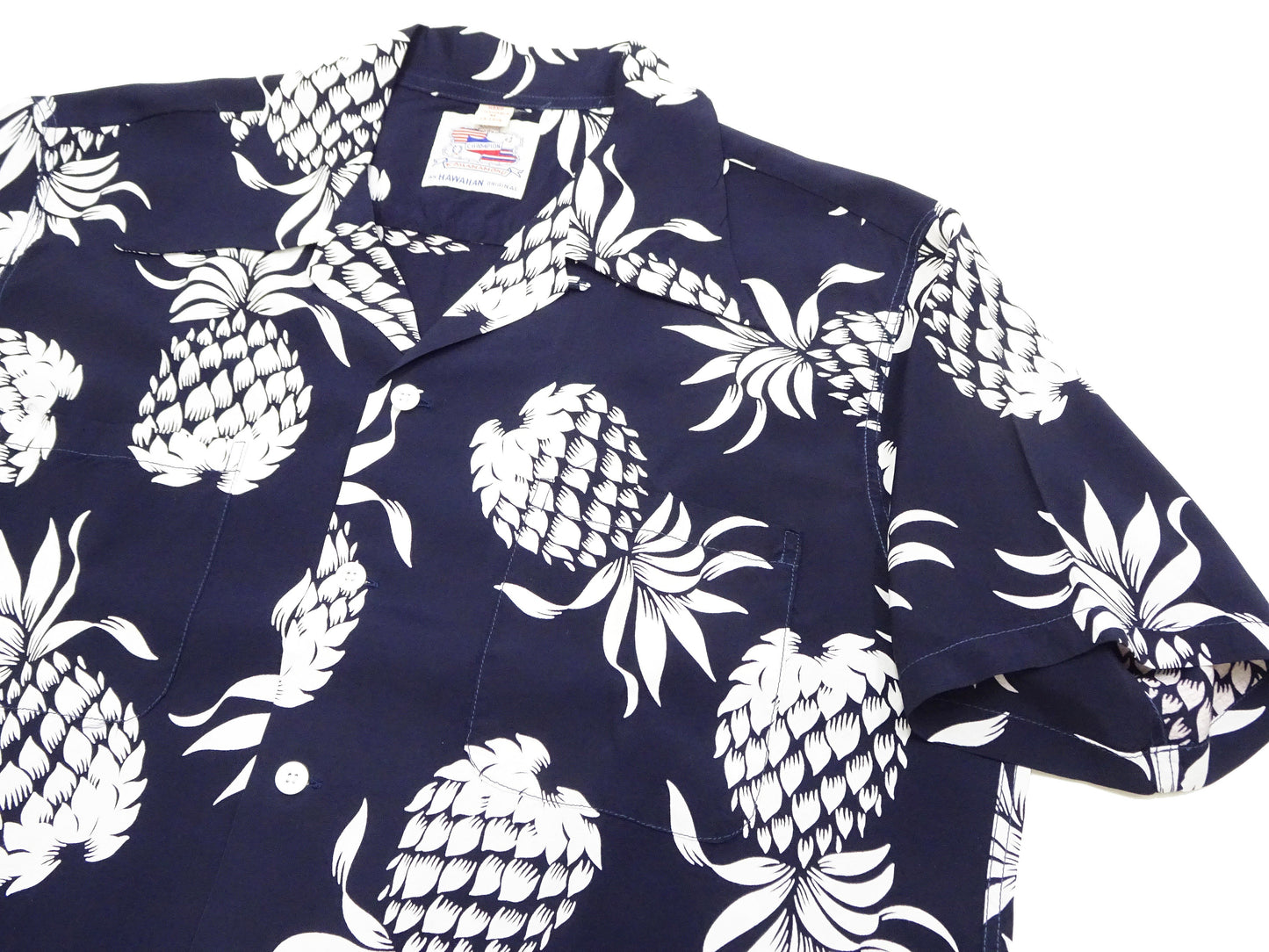 Duke Kahanamoku Hawaiian Shirt Men's Duke's Pineapple Short Sleeve Rayon Aloha Shirt DK36201 128 Navy-Blue