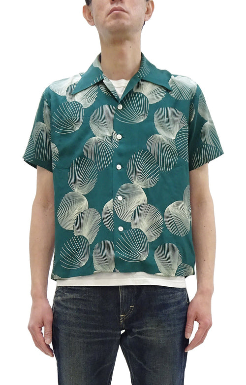 Duke Kahanamoku Hawaiian Shirt Men's 1950s Duke's Shell Reproduction Short-Sleeve Aloha Shirt DK39450 145 Green