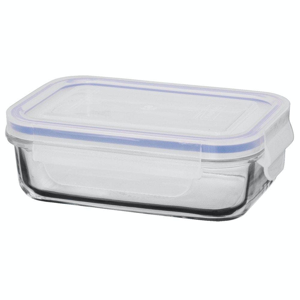Glasslock Glass Food Storage Container 400ml Rectangle | Freezer Safe Blue Seal