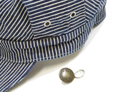 HEADLIGHT Work Cap Men's Reproduction of Hickory Striped Engineer Cap Railroad Hat HD02797 421 One-Wash