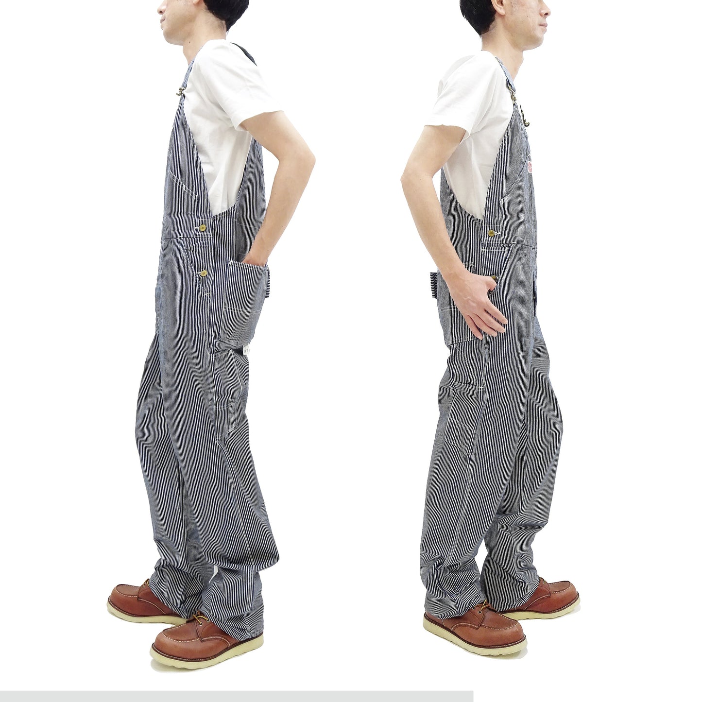 HEADLIGHT Overalls Men's Casual Unlined 11 Oz. Hickory Striped Denim Bib Overall HD42456 421A One-Wash