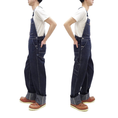 HEADLIGHT Overalls Men's Casual Unlined 11 Oz. Denim Low-back Bib Overalls with X-back Suspender Straps Toyo Enterprises HD42554 421A One-Wash