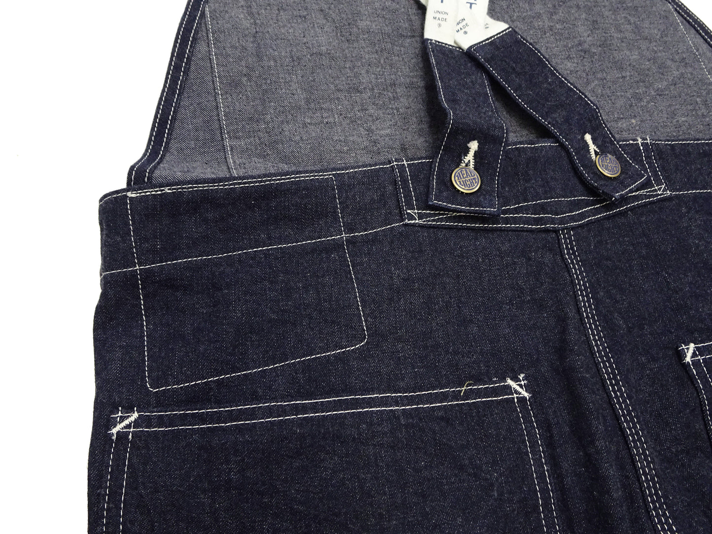 HEADLIGHT Overalls Men's Casual Unlined 11 Oz. Denim Low-back Bib Overalls with X-back Suspender Straps Toyo Enterprises HD42554 421A One-Wash