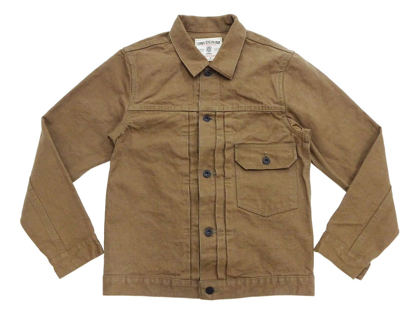 ONI Denim Men's Type I-Inspired Jacket Brown-Khaki 13 oz. Sulfur-Dyed Heavy Oxford Made in Japan (ONI-01507L-HOX-BRK)