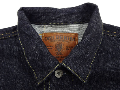 Oni Denim Jacket ONI-02516P Men's Casual Modern-Fit 15 Oz. Low-Tension Selvedge Denim Type II Style Jean Jacket Deep-Indigo One-Wash