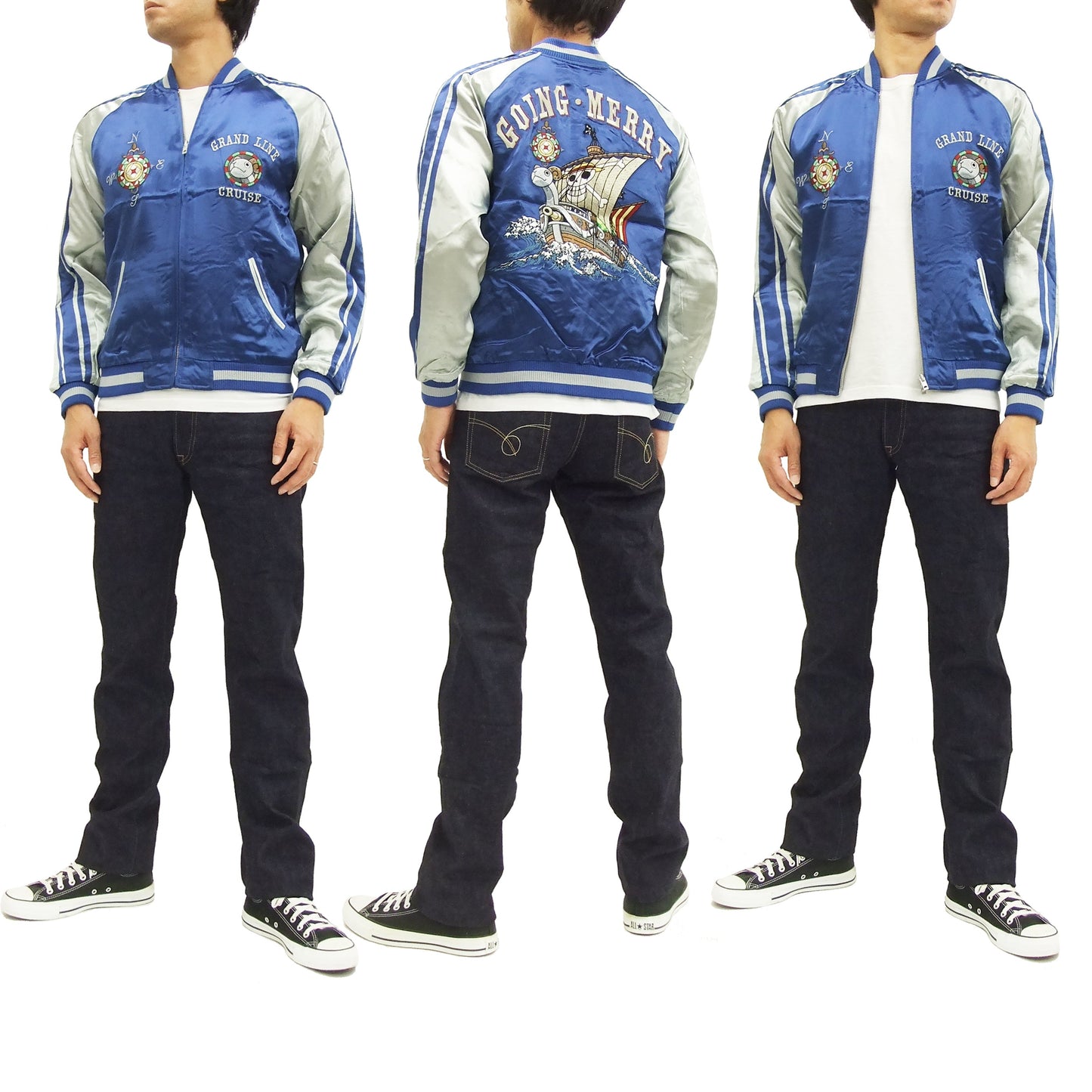Hanatabi Gakudan Men's Japanese Souvenir Jacket Japanese ONE PIECE Sukajan Script OPSJ-005