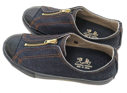 Kojima Genes Denim Sneakers Men's Laceless Front Zip Low Top 25oz Jean Shoes RNB-8007 rnb8007