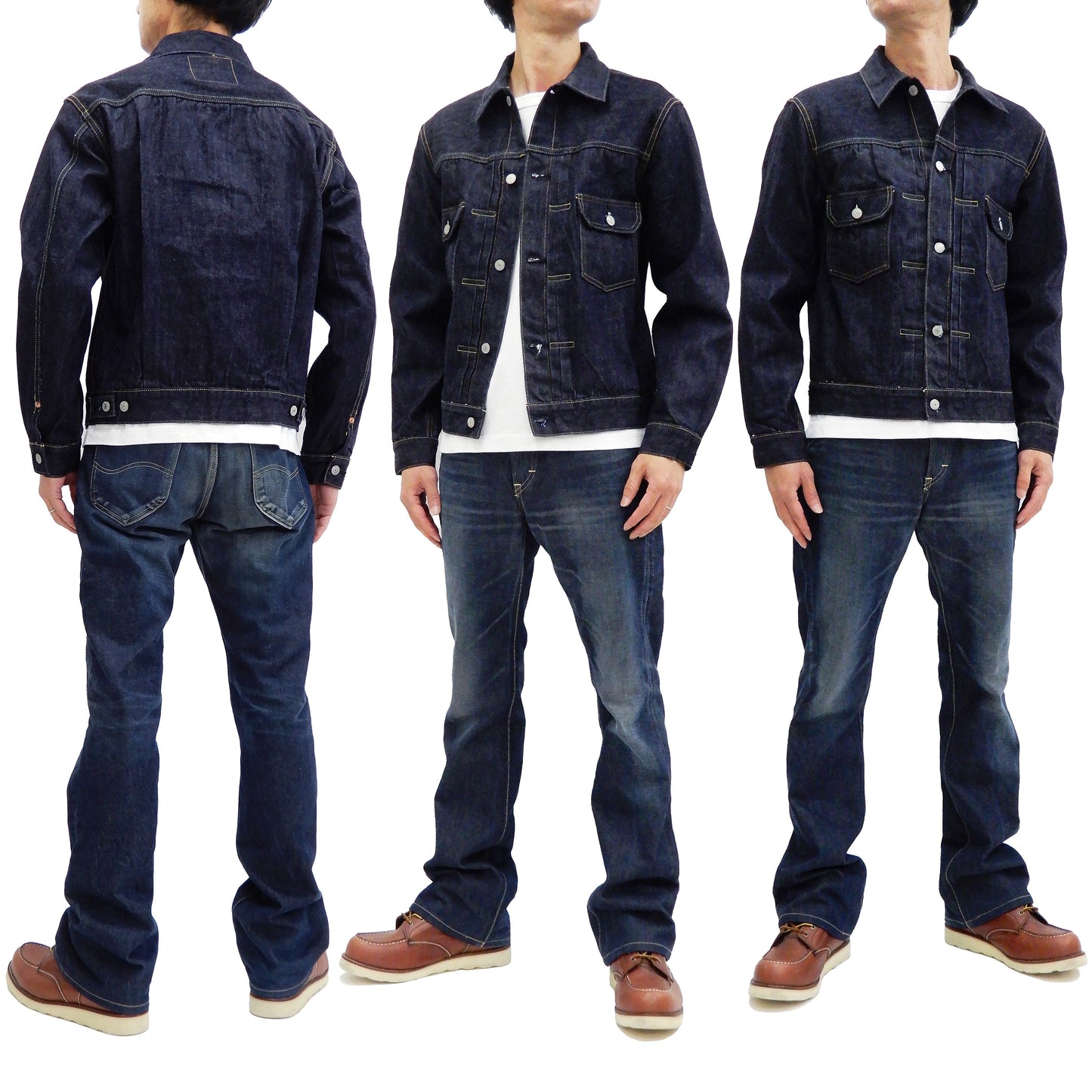 Sugar Cane Denim Trucker Jacket Men's Type 2 1953 Style Jean Jacket SC11953A 421 One Wash Deep blue indigo