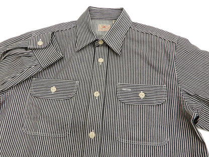 Sugar Cane Hickory Stripe Work Shirt Men's Casual Long Sleeve Button Up Shirt SC27853 Black