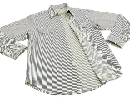 Sugar Cane Hickory Stripe Work Shirt Men's Casual Long Sleeve Button Up Shirt SC27853 Off-White