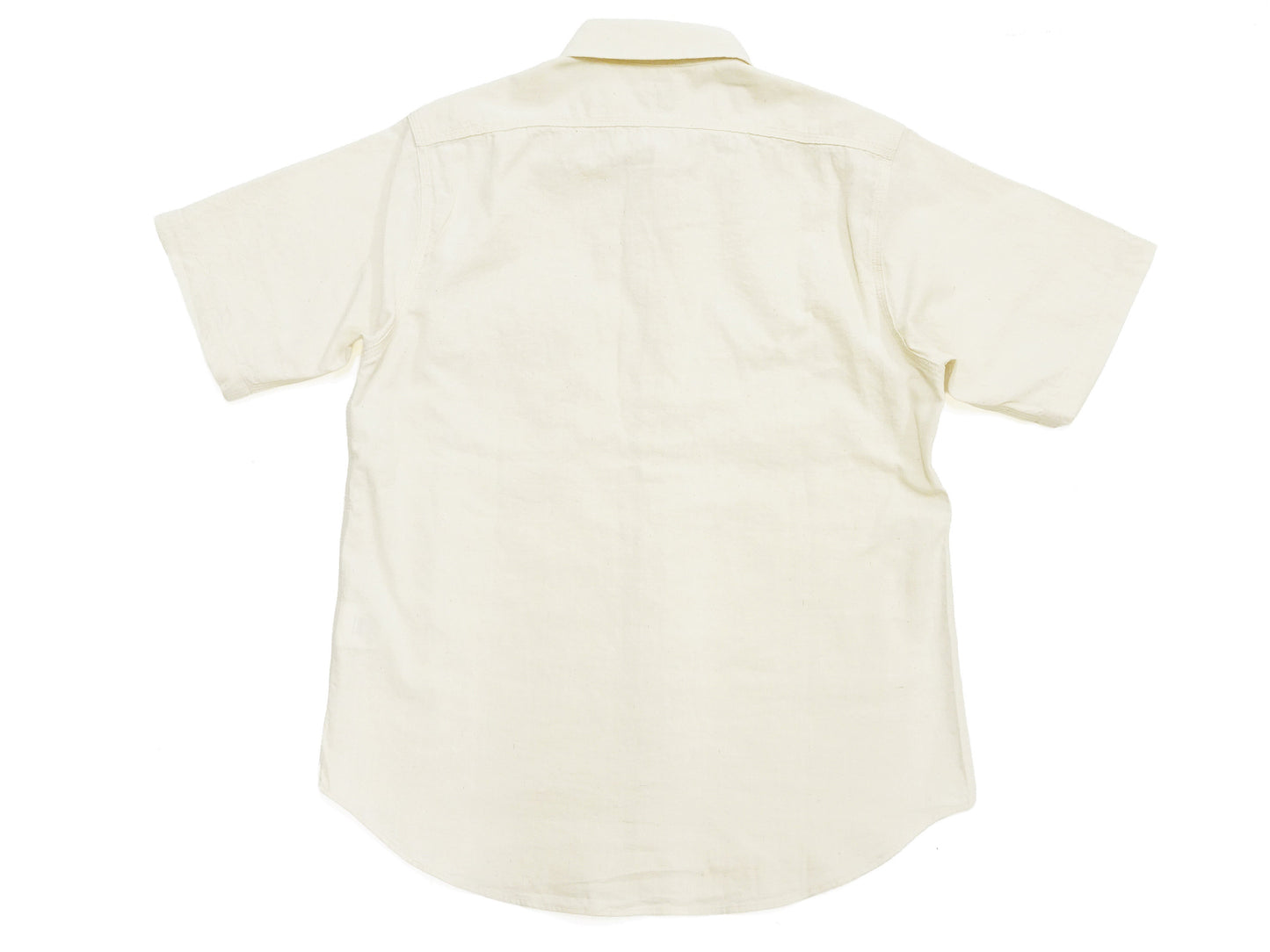 Sugar Cane Ecru Chambray Shirt Men's Casual Short Sleeve Plain Button Up Work Shirt SC37942 401 Ecru One Wash