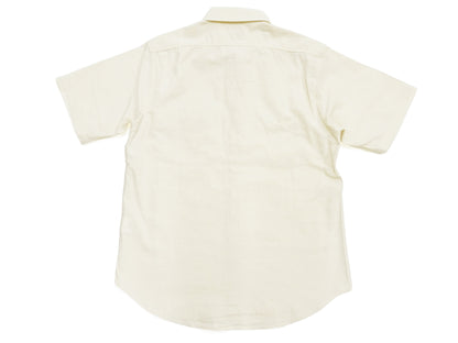 Sugar Cane Ecru Chambray Shirt Men's Casual Short Sleeve Plain Button Up Work Shirt SC37942 401 Ecru One Wash