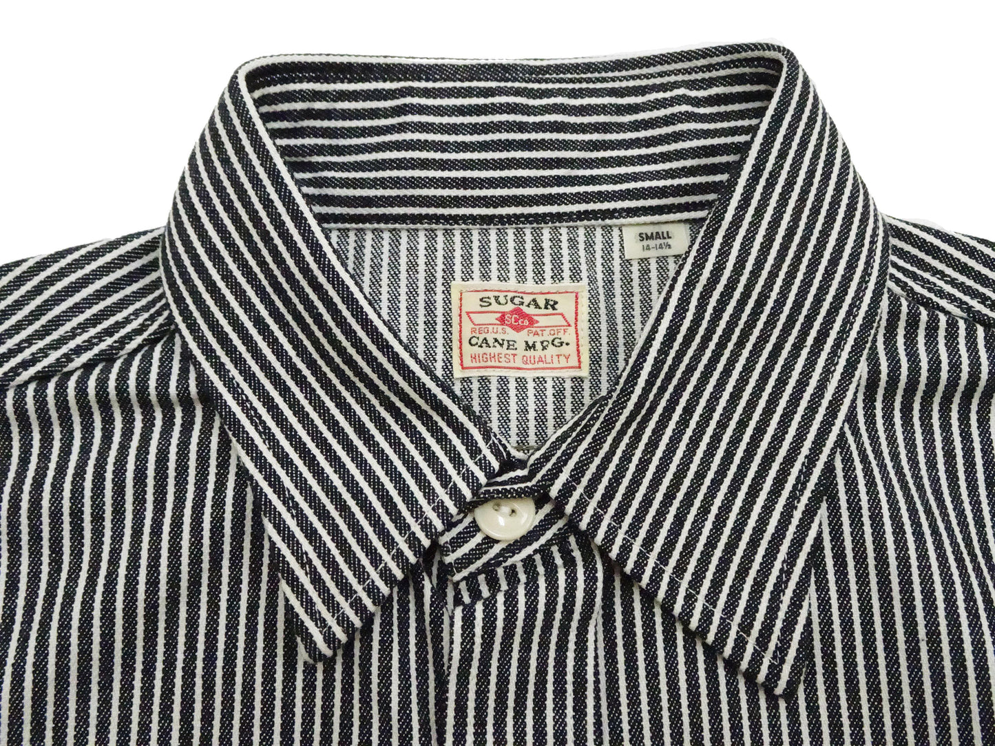 Sugar Cane Hickory Stripe Work Shirt - Men's Casual Short Sleeve Button Up Shirt SC37944 119 Black