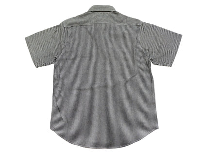 Sugar Cane Hickory Stripe Work Shirt - Men's Casual Short Sleeve Button Up Shirt SC37944 119 Black