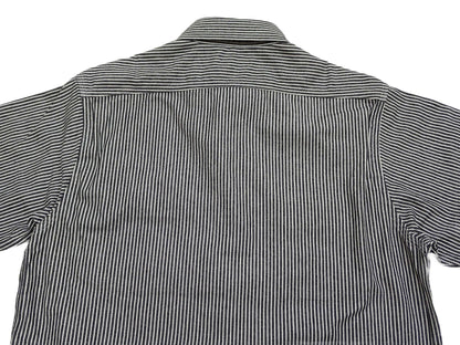 Sugar Cane Hickory Stripe Work Shirt - Men's Casual Short Sleeve Button Up Shirt SC37944 119 Black