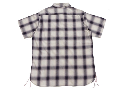 Sugar Cane Ombre Plaid Work Shirt Men's Casual Vintage-Style Short Sleeve Check Button Up Shirt SC39519 105 Off-White