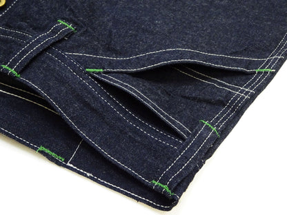 Sugar Cane Men's 11oz Blue Denim Work Shorts - High-Rise Relaxed Straight Fit Knee-Length Button-Fly Shorts - Made in Japan (SC52565 421A One-Wash)