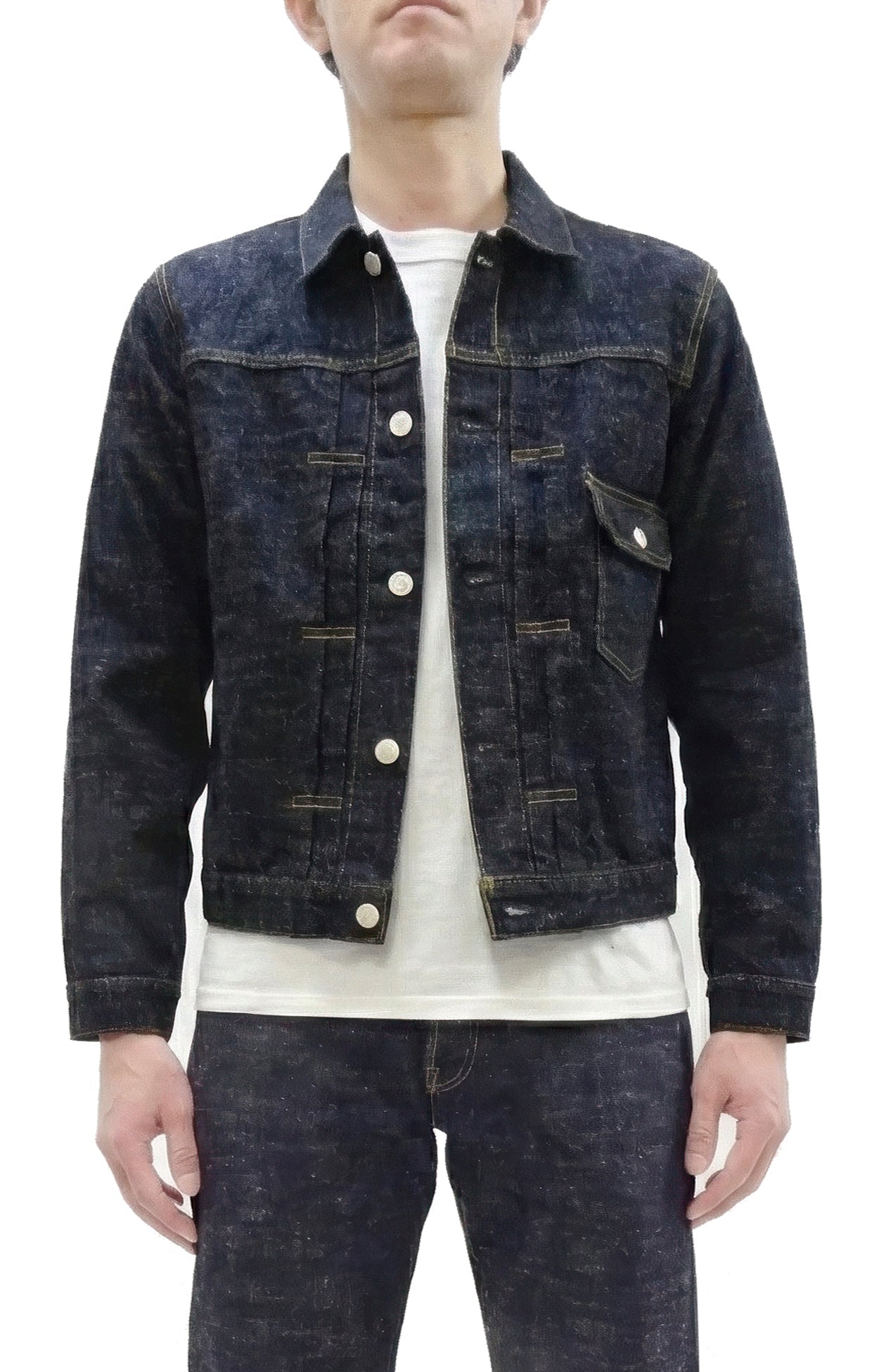 Studio D'Artisan Men's Type I Denim Jacket - 15oz Selvedge Denim Toyoda GL3 Woven, Made in Japan (SDA SD-4101 One-Wash)