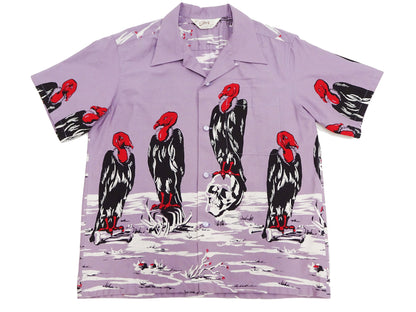 Star of Hollywood Shirt Men's 1950s Condor Graphic Short Sleeve Front Button Closure Shirt SH39311 175 Purple