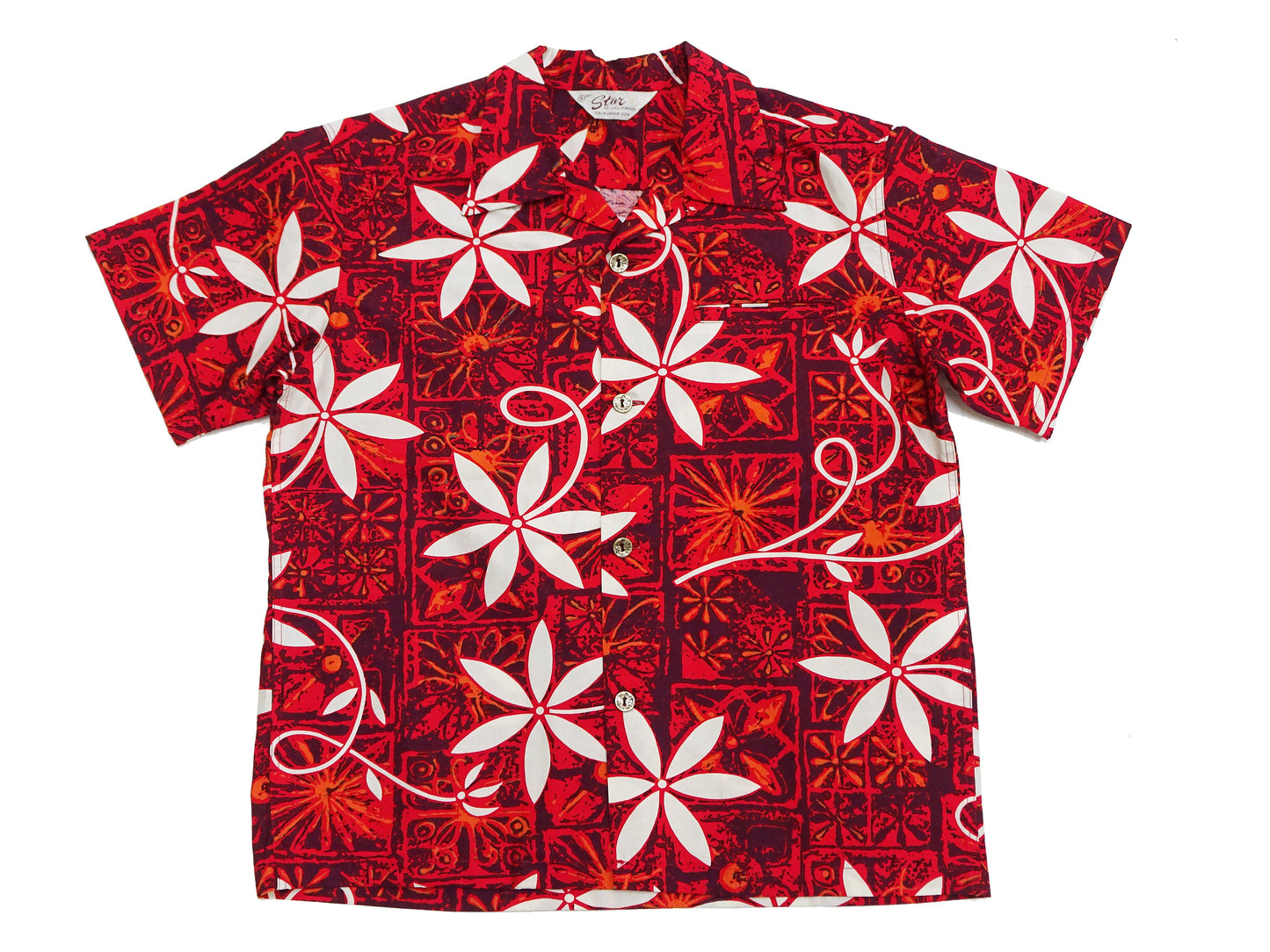 Star of Hollywood Elvis Presley Blue Hawaii Shirt Men's Casual All-Over Print Short-Sleeve Camp Collar Shirt Toyo Enterprises SH39493 165 Red