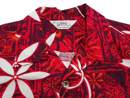 Star of Hollywood Elvis Presley Blue Hawaii Shirt Men's Casual All-Over Print Short-Sleeve Camp Collar Shirt Toyo Enterprises SH39493 165 Red