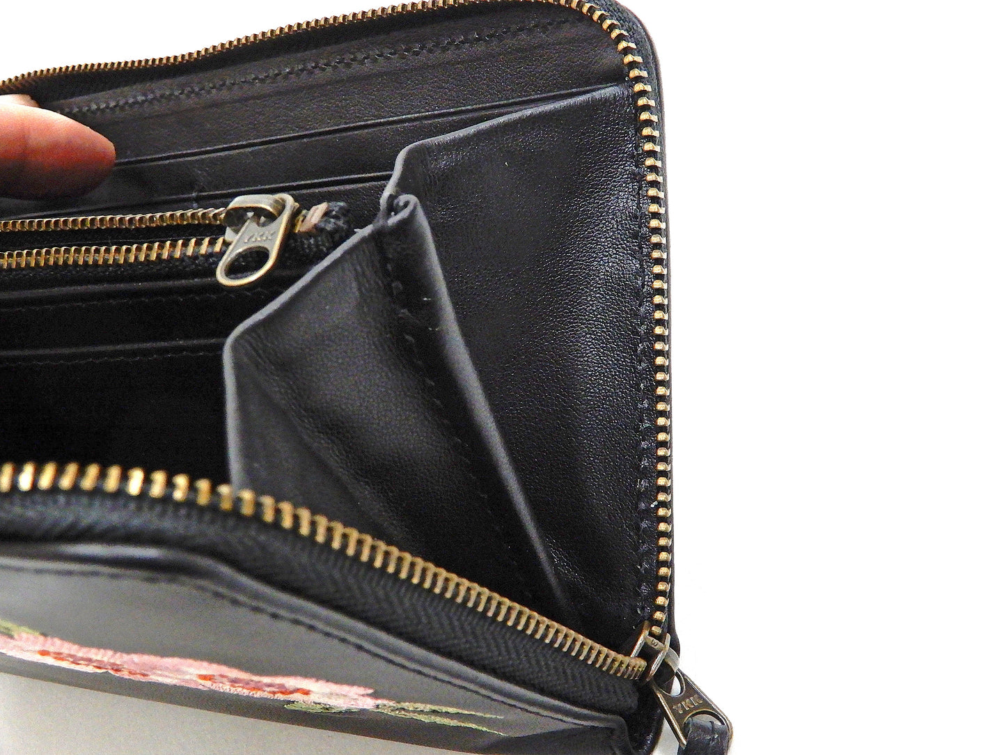 Script Hanatabi Gakudan Men's Casual Embroidered Leather Long Wallet SLWL-503 Black