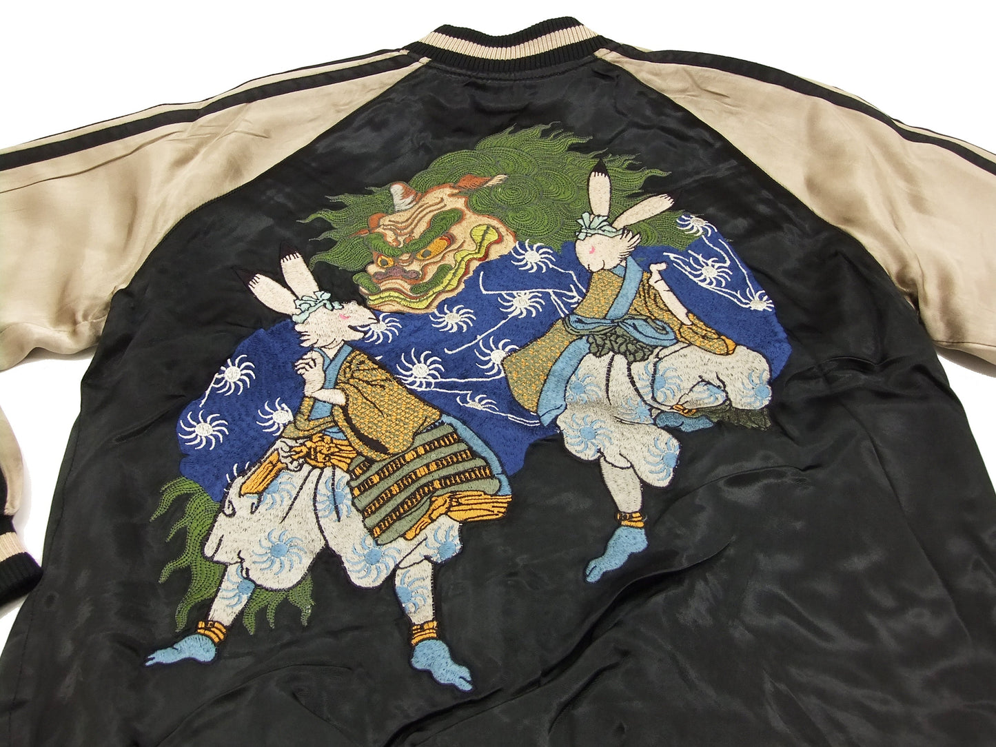 Hanatabi Gakudan Men's Japanese Souvenir Jacket Japanese Lions Dance Sukajan Script SSJ-014