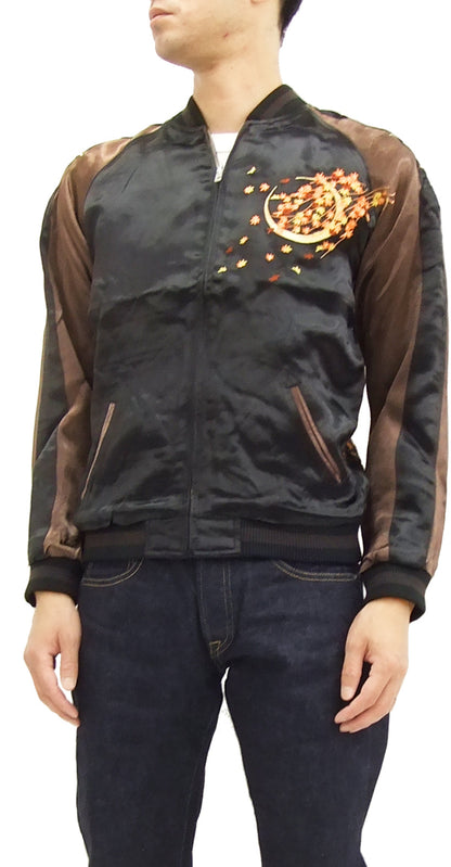 Hanatabi Gakudan Men's Japanese Souvenir Jacket Japanese Owl Sukajan Script SSJ-023