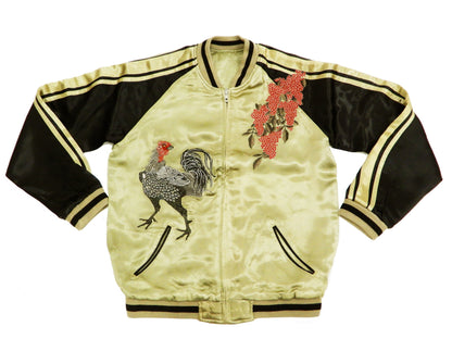 Hanatabi Gakudan Men's Japanese Souvenir Jacket Japanese Rooster Art Sukajan Script SSJ-031