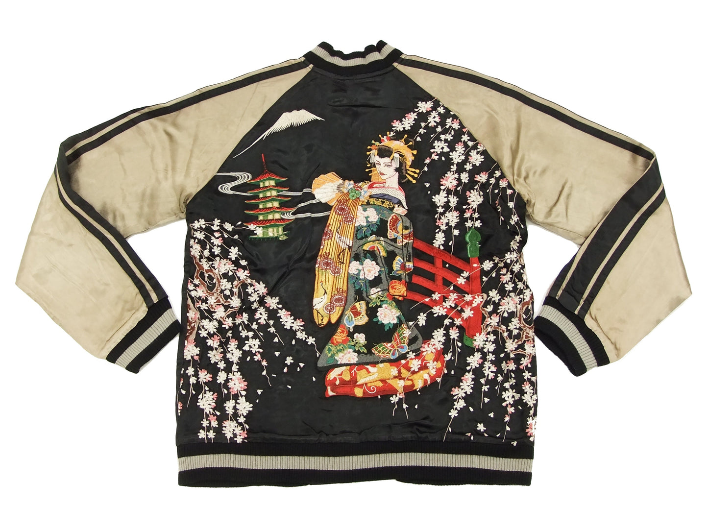 Hanatabi Gakudan Men's Japanese Souvenir Jacket Japanese Geisha Oiran Sukajan Script SSJ-505