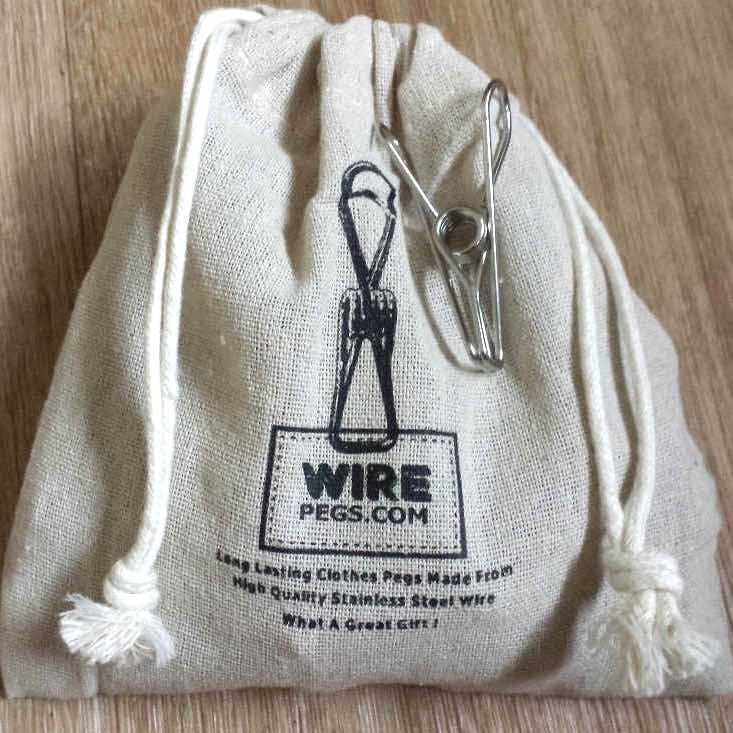 Canvas Peg Bag + Stainless Steel Peg Bundle