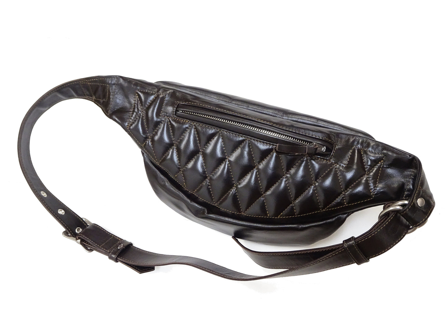 TOYS McCOY Bag Men's Casual Genuine Horsehide Quilted Leather Sling Bag Waist Pack TMA2422 050 Brown