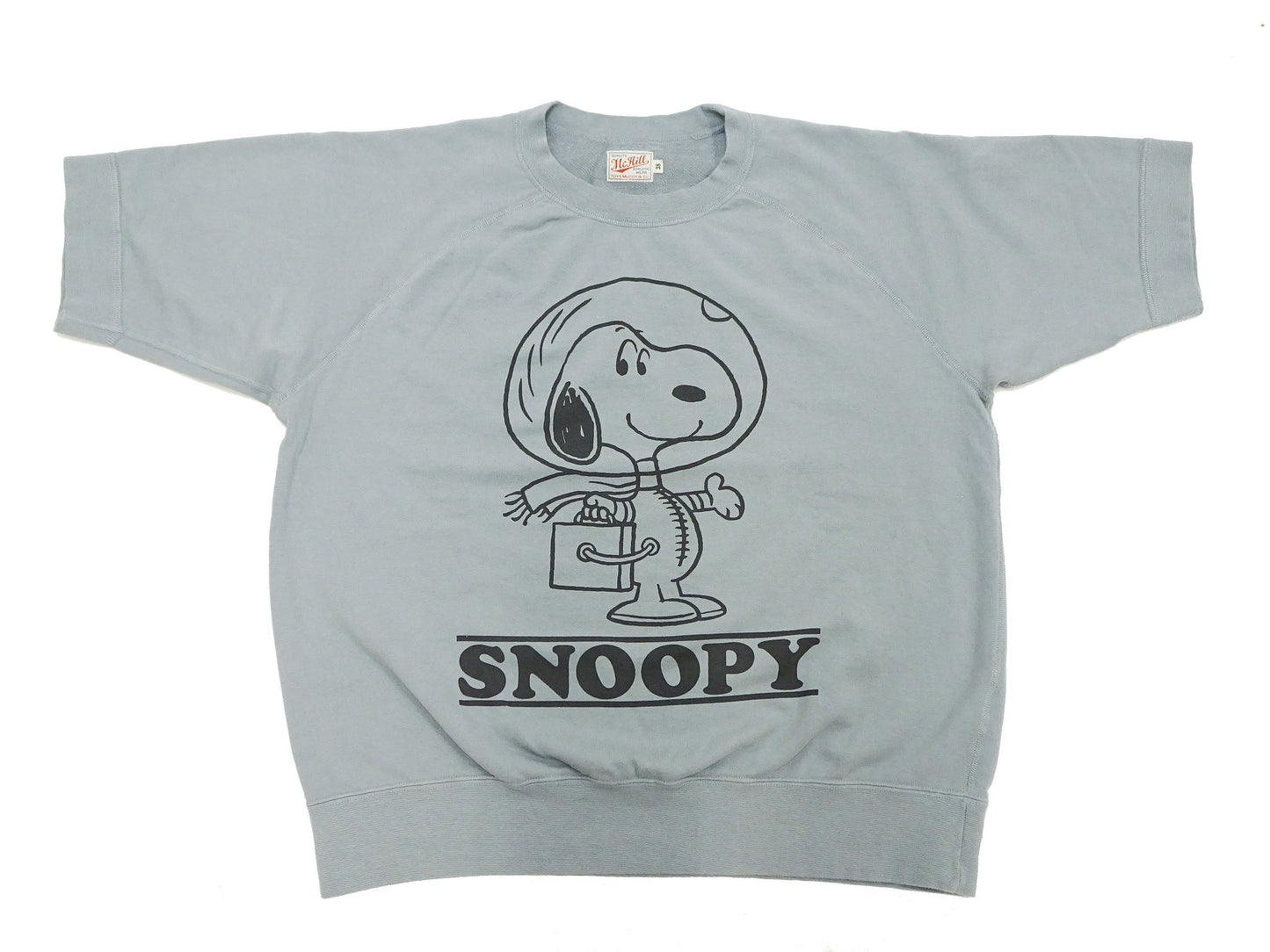 TOYS McCOY Short Sleeve Sweatshirt Men's Astronaut Snoopy Graphic French Terry Fabric Tee Shirt TMC2421 110 Faded-Saxe-Grey