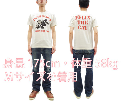 TOYS McCOY Graphic Loopwheel T-shirt Men's Short Sleeve Felix the Cat Printed Tee TMC2501 Non-Wash Finish 011 Faded-Off-White
