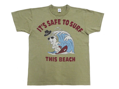 TOYS McCOY Graphic Loopwheel T-shirt Men's Short Sleeve Casper the Friendly Ghost Surfing Printed Tee TMC2504 Garment-Dyed Finish 160 Faded-Olive