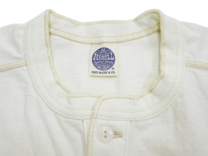 TOYS McCOY Plain Loopwheel Henley T-Shirt - Men's Short Sleeve Tubular Tee The Great American Hero Union Shirt TMC2537 011 Faded-Off-White