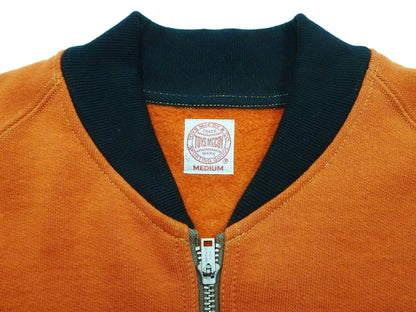 TOYS McCOY Men's Flying Ace Snoopy Zip-Up Sweatshirt - USAF C-2 Inspired, No Hood, Heavyweight 100% Cotton Loopwheel Fleece, Two-Tone Contrast Panel Design - Made in Japan (TMC2551 070 orange and black)