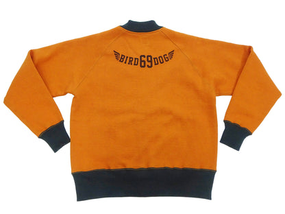 TOYS McCOY Men's Flying Ace Snoopy Zip-Up Sweatshirt - USAF C-2 Inspired, No Hood, Heavyweight 100% Cotton Loopwheel Fleece, Two-Tone Contrast Panel Design - Made in Japan (TMC2551 070 orange and black)