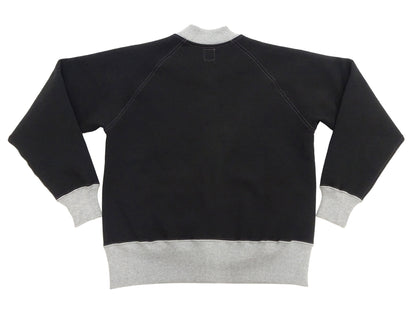 TOYS McCOY Men's Zip-Up Sweatshirt - USAAF C-2 Inspired, No Hood, Heavyweight 100% Cotton Loopwheel Fleece, Two-Tone Contrast Panel Design - Made in Japan (TMC2556 030 black and gray)