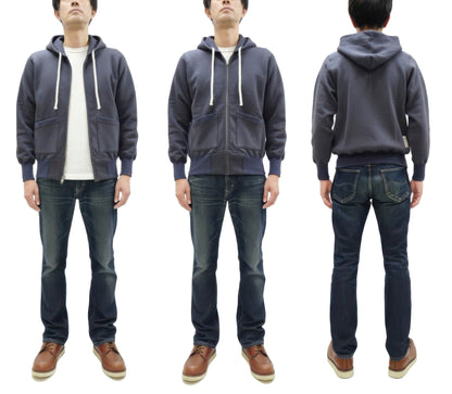 TOYS McCOY Men's Heavyweight Full Zip Hoodie - Vintage-Style Zip-Up Solid Hooded Sweatshirt TMC2567 141 Faded Navy-Gray