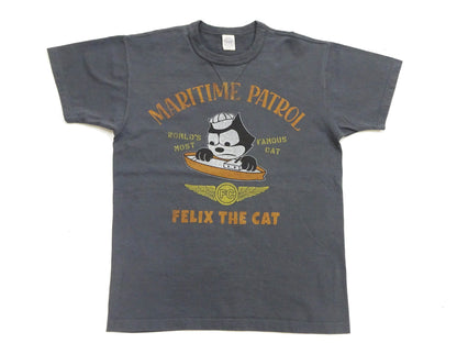TOYS McCOY Men's Felix the Cat U.S. Navy Graphic Short Sleeve T-Shirt - Loopwheel Tubular Jersey, Garment Dyed, Made in Japan (TMC2601 030 Muted Black)