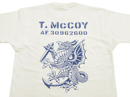 TOYS McCOY Men's Short Sleeve Military Graphic Vintage-Inspired T-Shirt, Loopwheel Tubular Tee with V-Gusset, Unwashed Finish, Made in Japan (TMC2608 011 Off White)