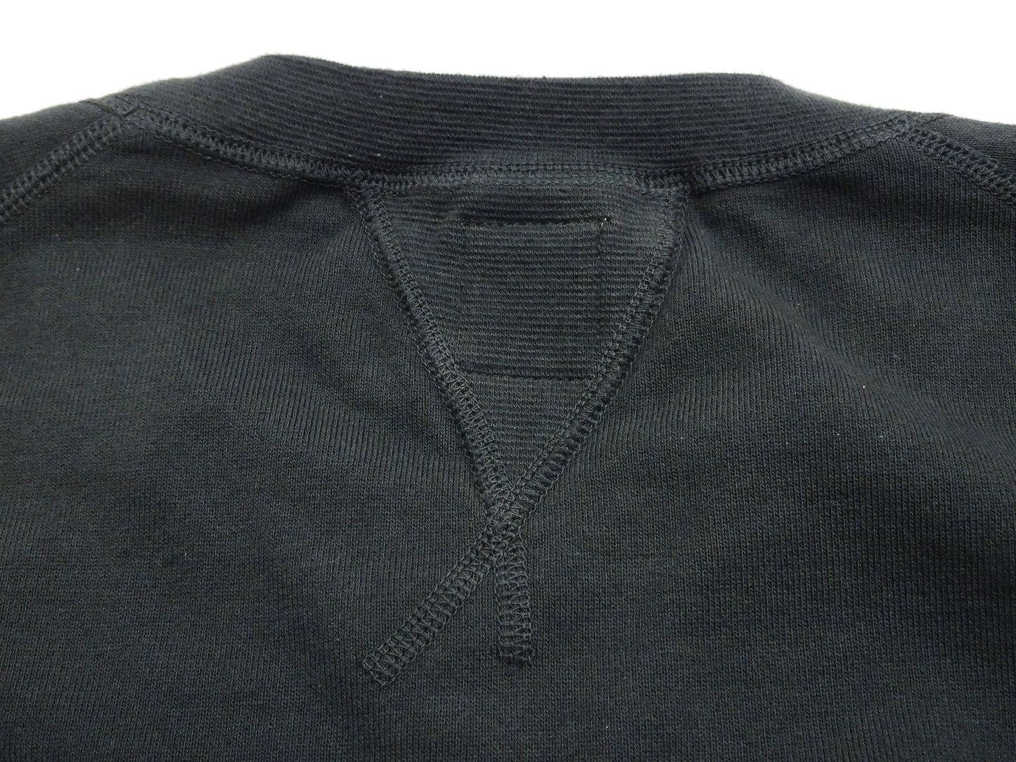 TOYS McCOY Men's Short Sleeve Raglan Sweatshirt, Garment-Dyed Loopback French Terry, V-Gusset Crewneck, Made in Japan (TMC2612 030 Garment-Dyed Washed Black)