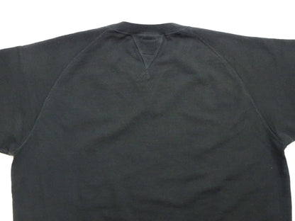 TOYS McCOY Men's Short Sleeve Raglan Sweatshirt, Garment-Dyed Loopback French Terry, V-Gusset Crewneck, Made in Japan (TMC2612 030 Garment-Dyed Washed Black)