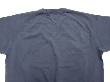 TOYS McCOY Men's Short Sleeve Raglan Sweatshirt, Garment-Dyed Loopback French Terry, V-Gusset Crewneck, Made in Japan (TMC2612 120 Garment-Dyed Washed Blue)