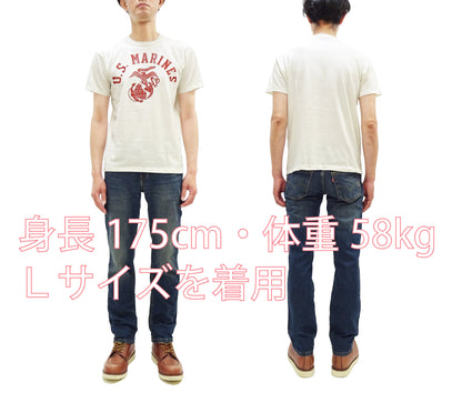 TOYS McCOY Men's Taxi Driver "U.S. Marines" Graphic Short Sleeve T-Shirt - Garment-Dyed Circular-Knit Tubular Tee - Made in Japan (TMC2624 011 Off-White)