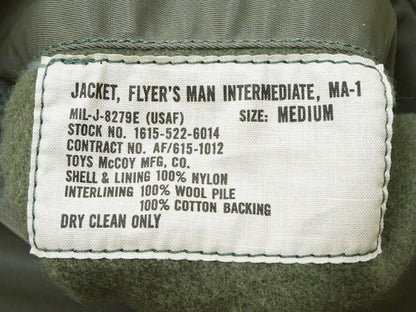TOYS McCOY Men's Steve McQueen MA-1 Flight Jacket - MIL-J-8279E MA1 E-Type Bomber Jacket Reproduction - Made in Japan (TMJ2519 161 Sage)