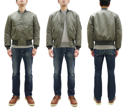 TOYS McCOY Men's Steve McQueen MA-1 Flight Jacket - MIL-J-8279E MA1 E-Type Bomber Jacket Reproduction - Made in Japan (TMJ2519 161 Sage)