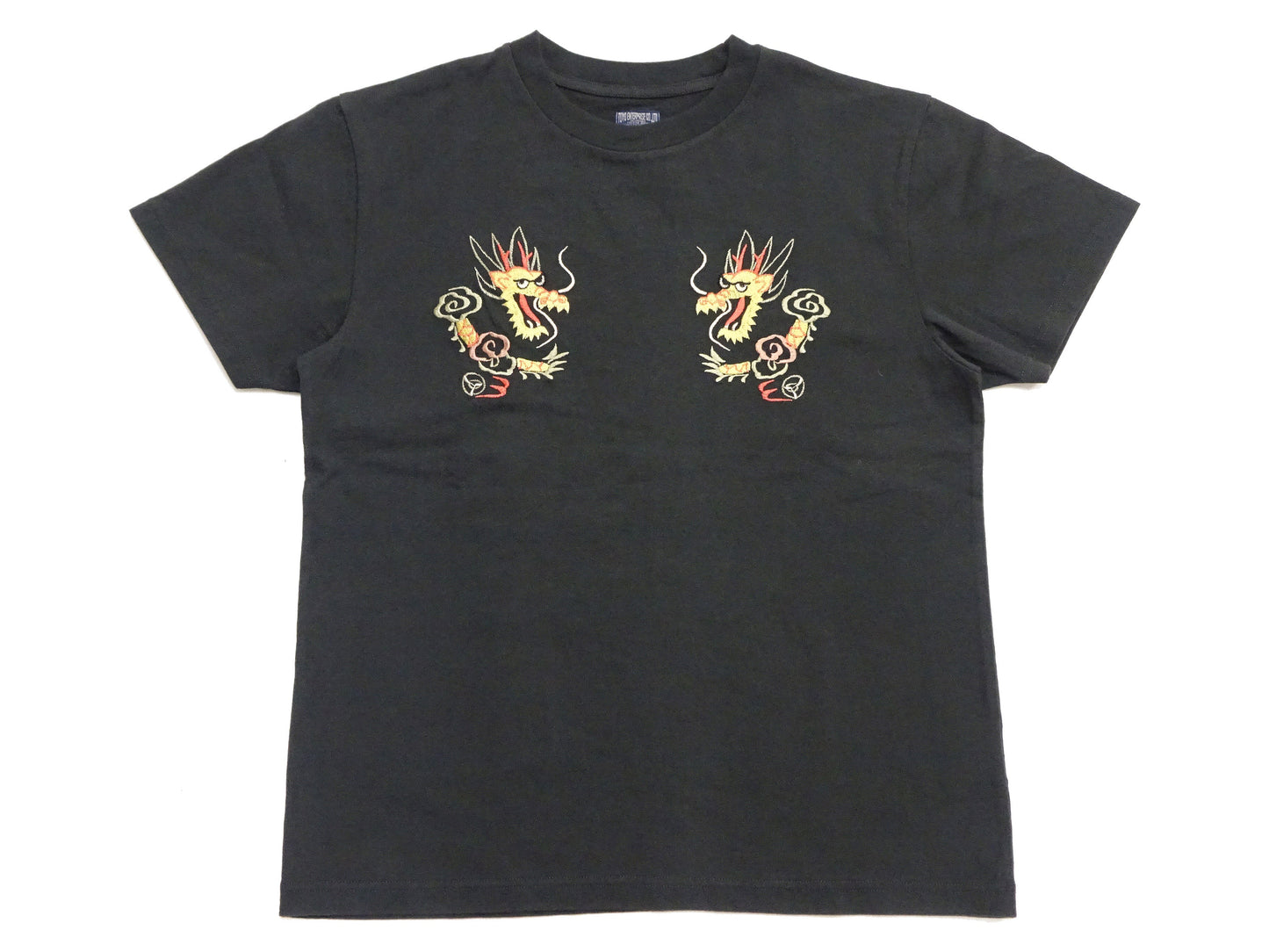 Tailor Toyo Men's Dragon-Embroidered Short Sleeve T-Shirt, Sukajan-Inspired Cotton Tee (Toyo Enterprises TT79744 118 Antique Black)