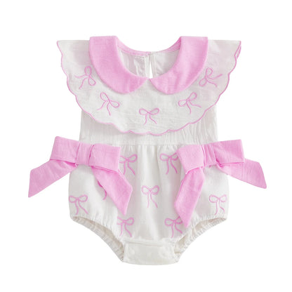 PINK BOWS Collar Romper